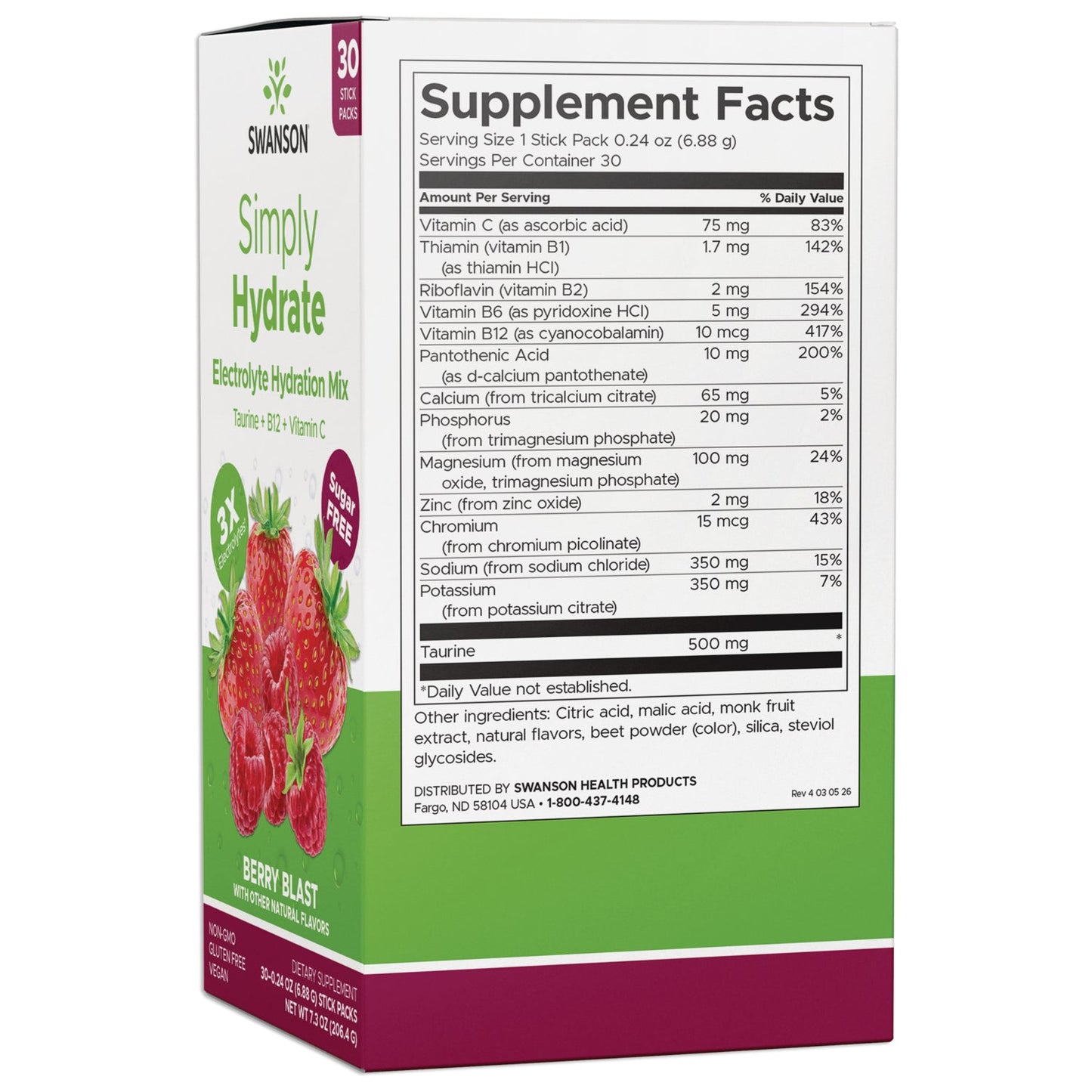 Simply Hydrate Electrolyte Hydration Mix - Berry Blast