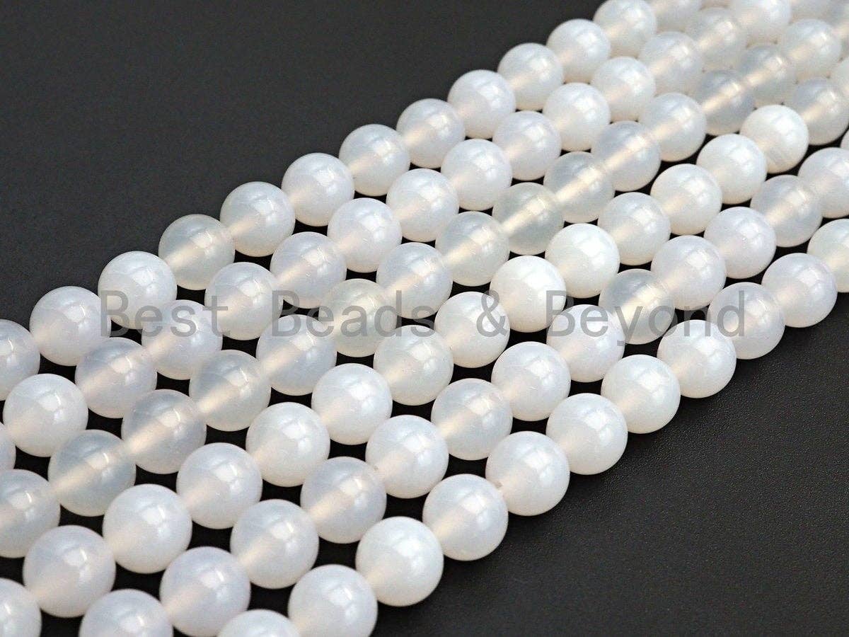 Quality Natural Milky White Agate Beads, UA82
