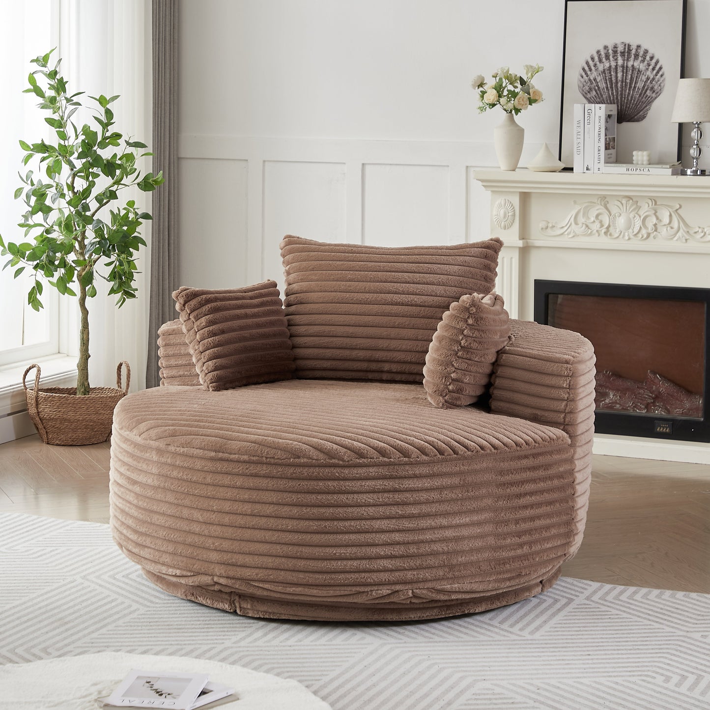 55'' Corduroy Foam Single Swivel Chair