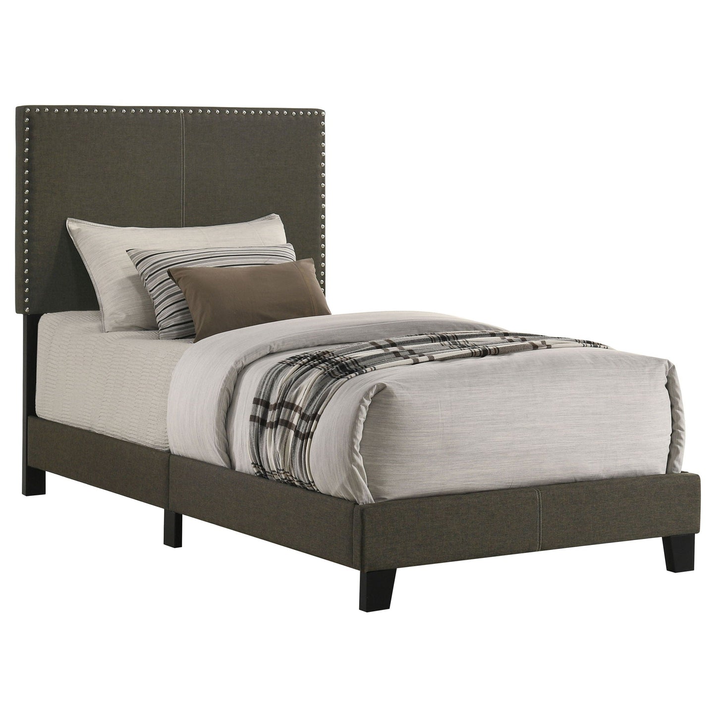 Boyd Upholstered Twin Panel Bed Charcoal