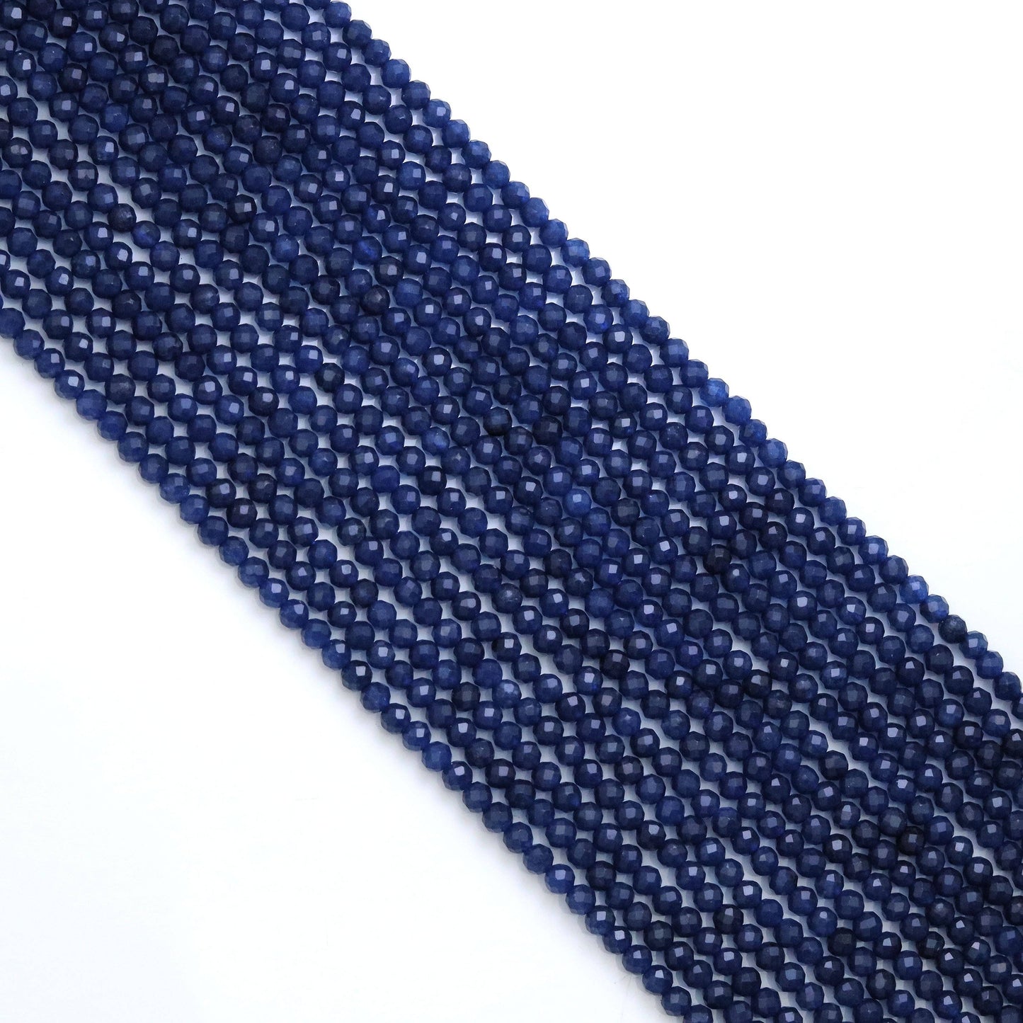 Fine Cut Sapphire Jade Round Faceted Beads, Sku#U1788