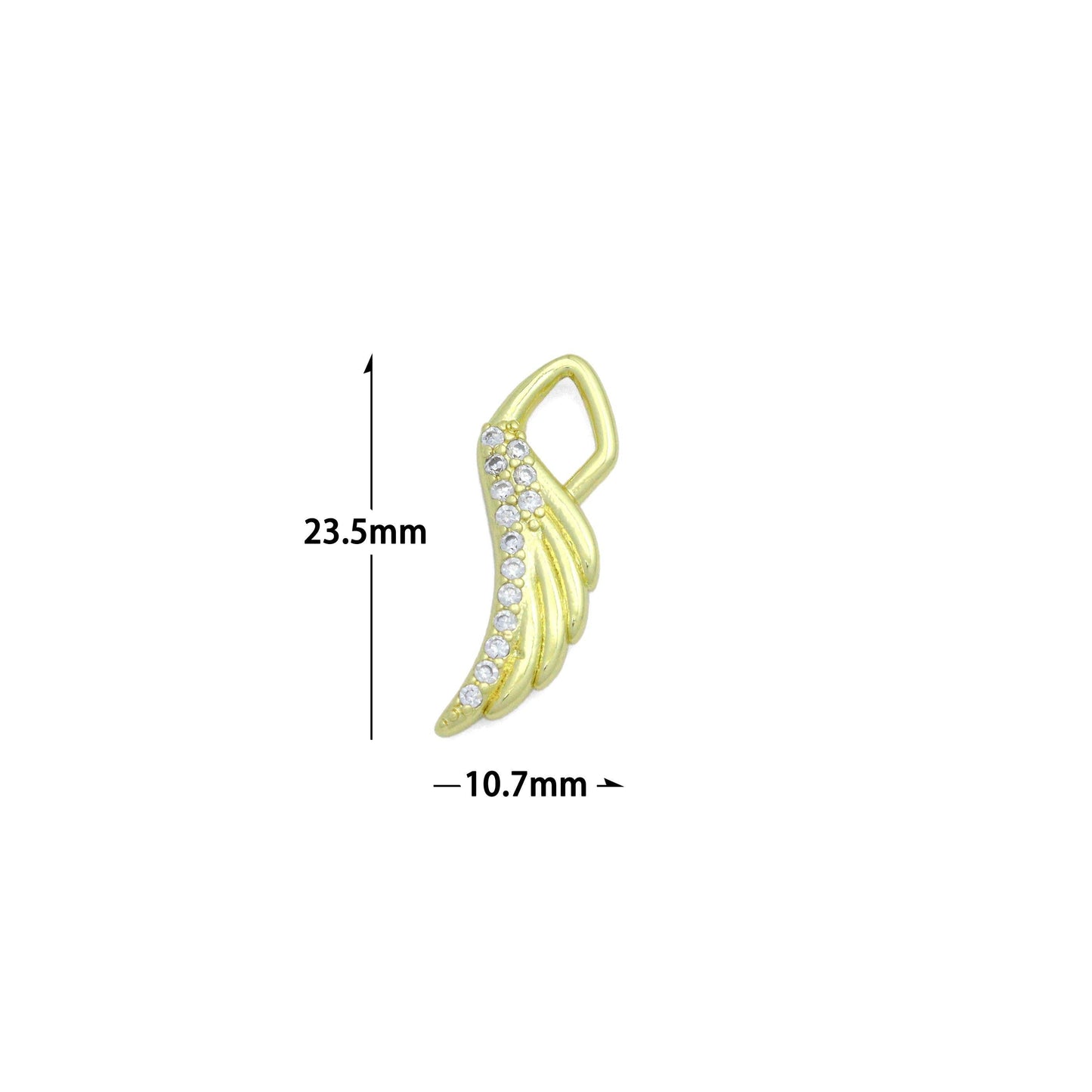 Clear CZ Gold wing Charm Pendant,Sku#LK1185