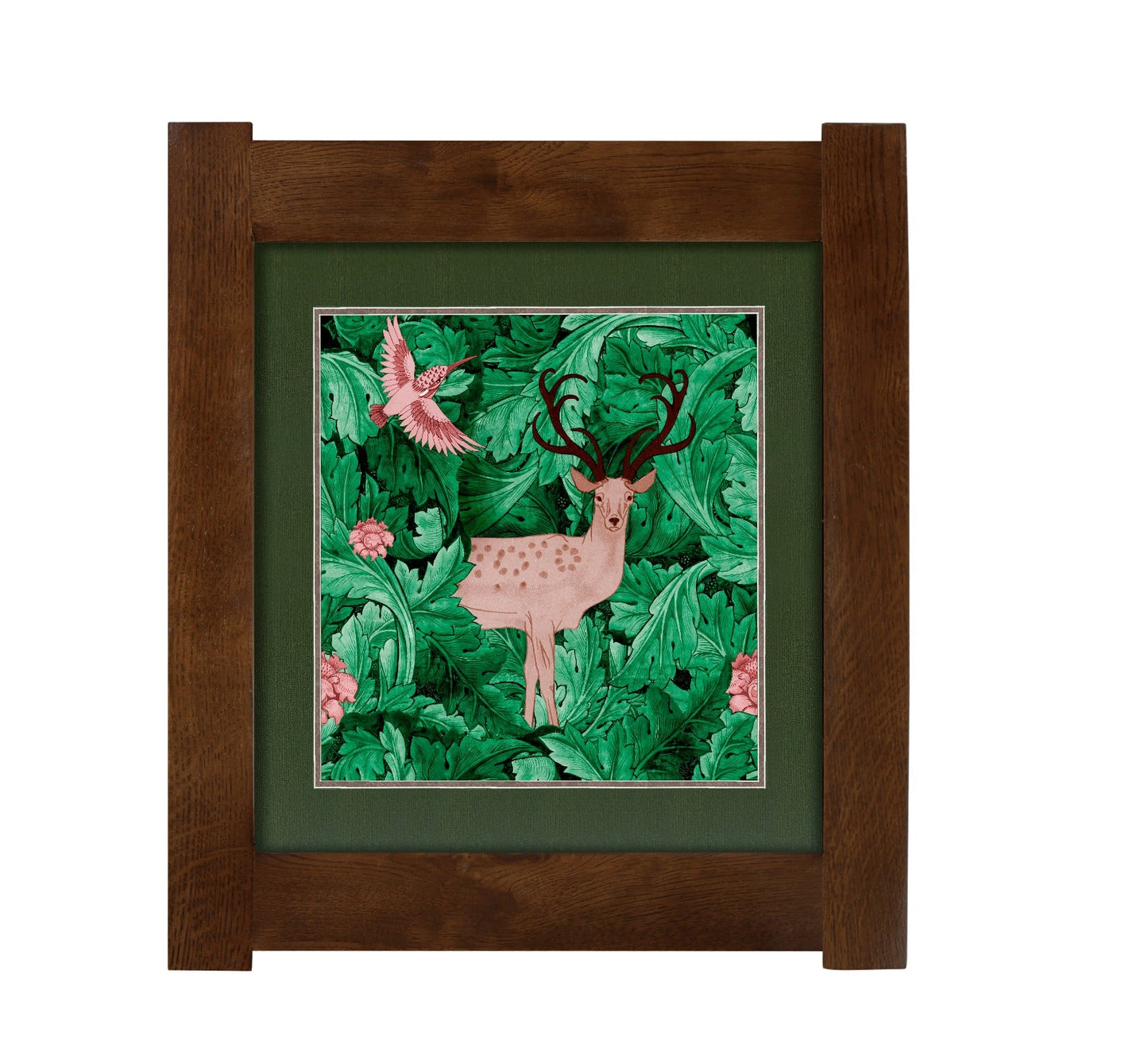 Arts & Crafts Mission oak Framed Art in Rich Botanical illustration