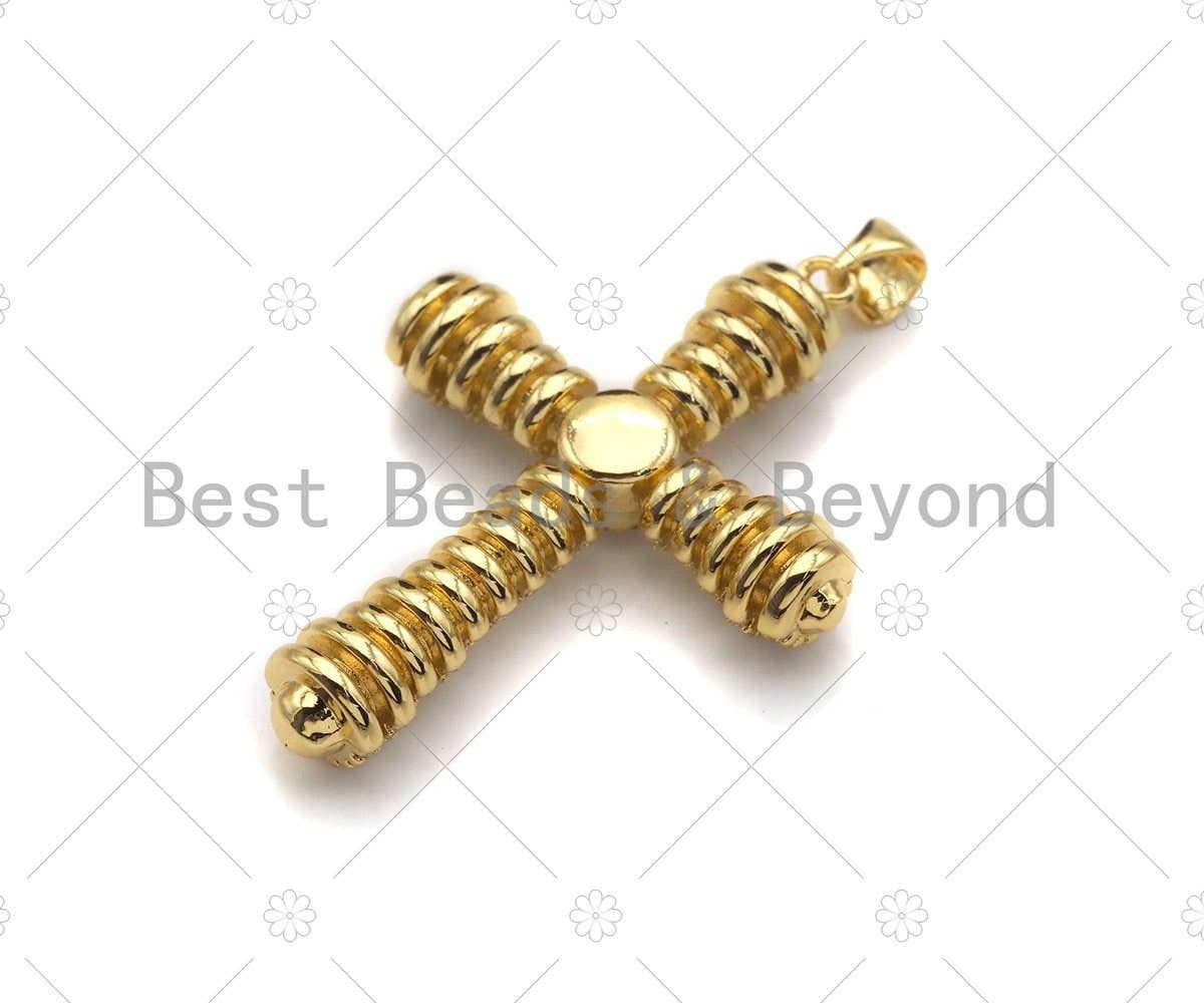 Large CZ Micro Pave Chunky Cross Shape Pendant  Charms , Cross Necklace Charms, 28x39mm, Sku#LK143