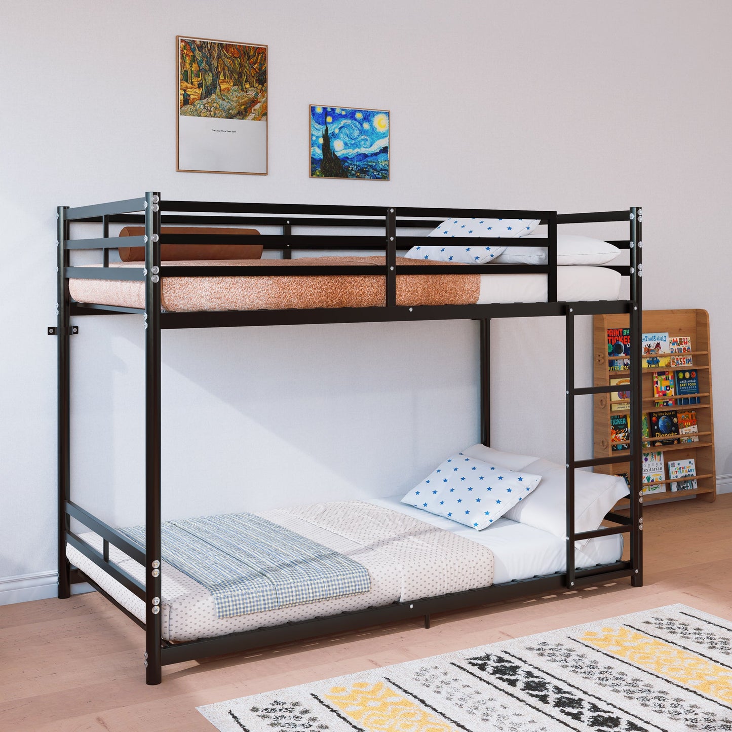 Bunk Bed with Ladder and High Guardrail