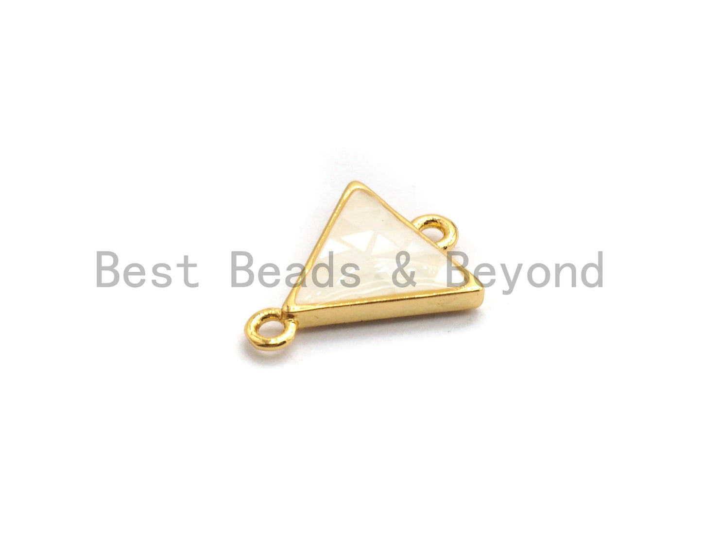 100% Natural Shell White Triangle Connector with Gold/Silver Plated Edging, White Mother of Pearl Shell Connector, Shell, 11x14mm,SKU#Z267