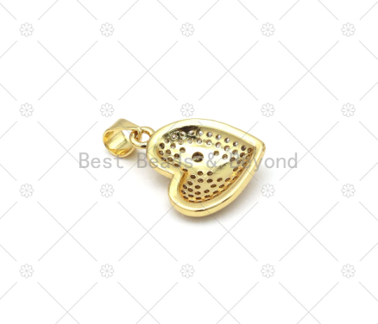 CZ Key On Heart Charm, Sku#LK542