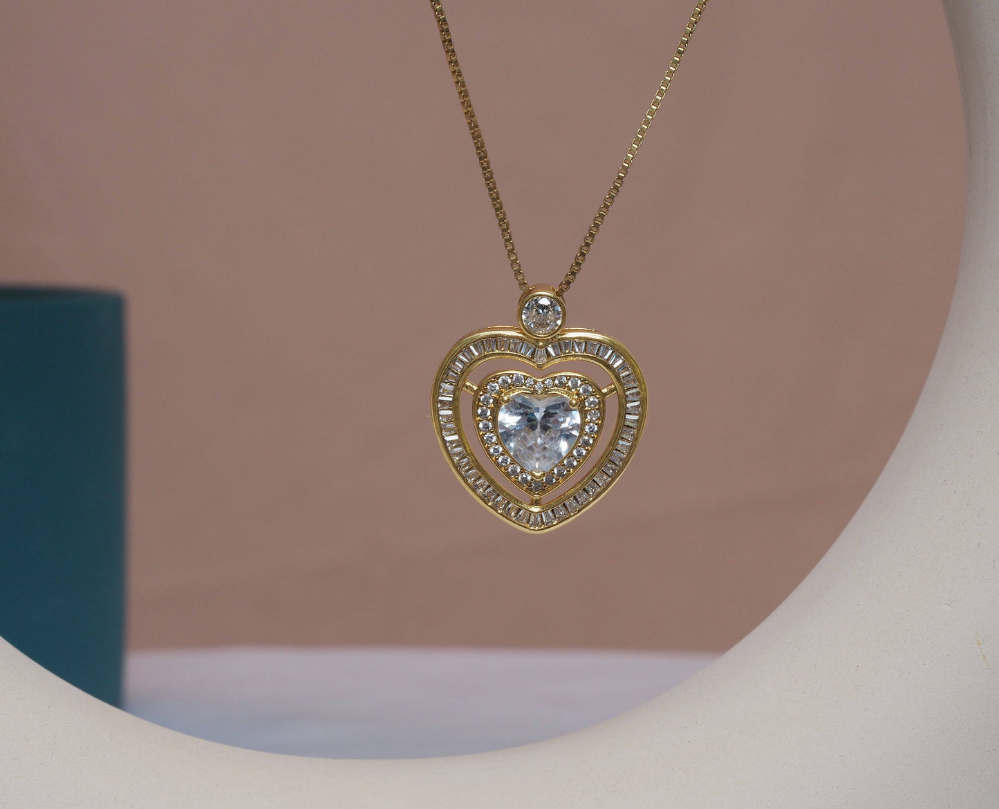 Big Crystal Double Dual Heart Charm, Baguette cz heart, Sku#LK609
