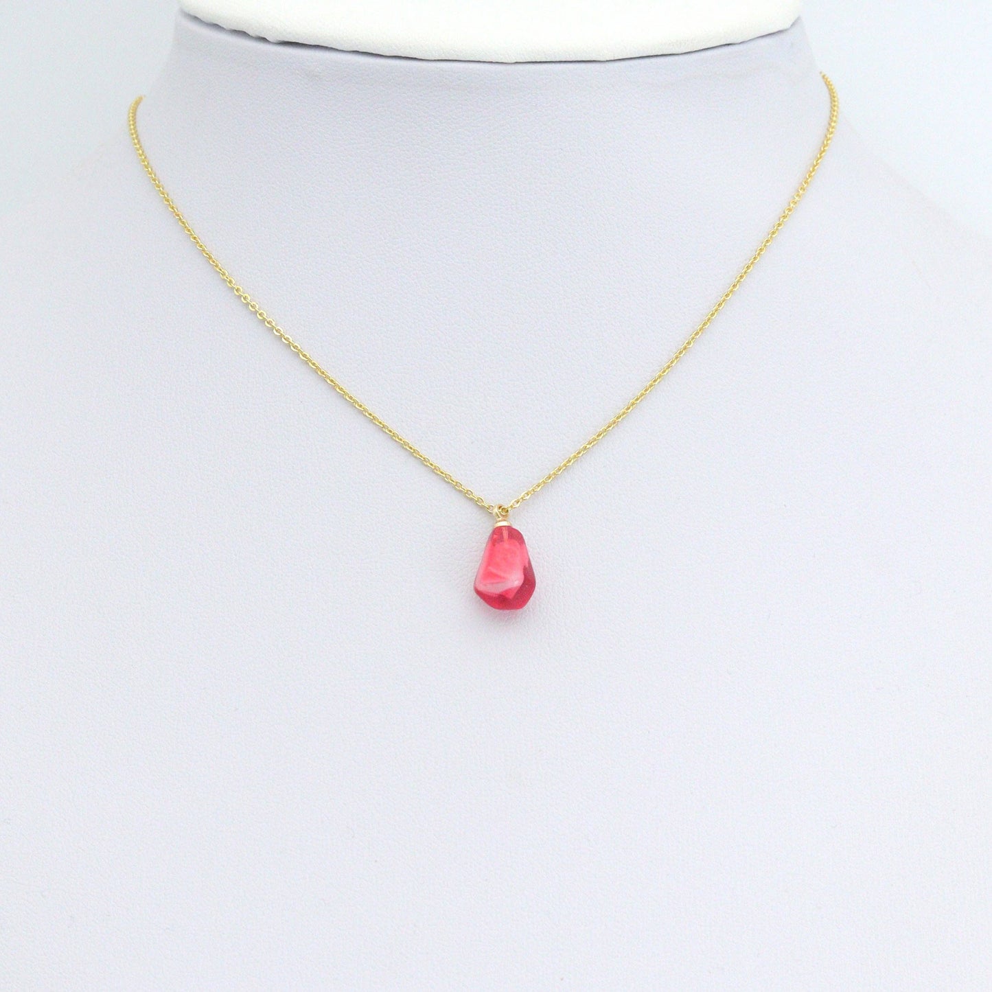 Gold Red Pomegranate Seed Charm Pendant,Sku#LK1250