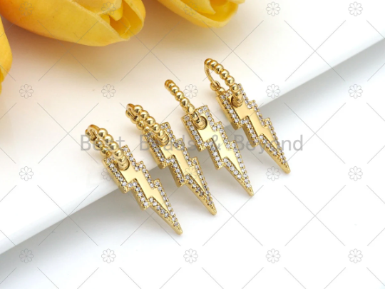 CZ Dangle Lightning Higgie Earrings, Sku#J326
