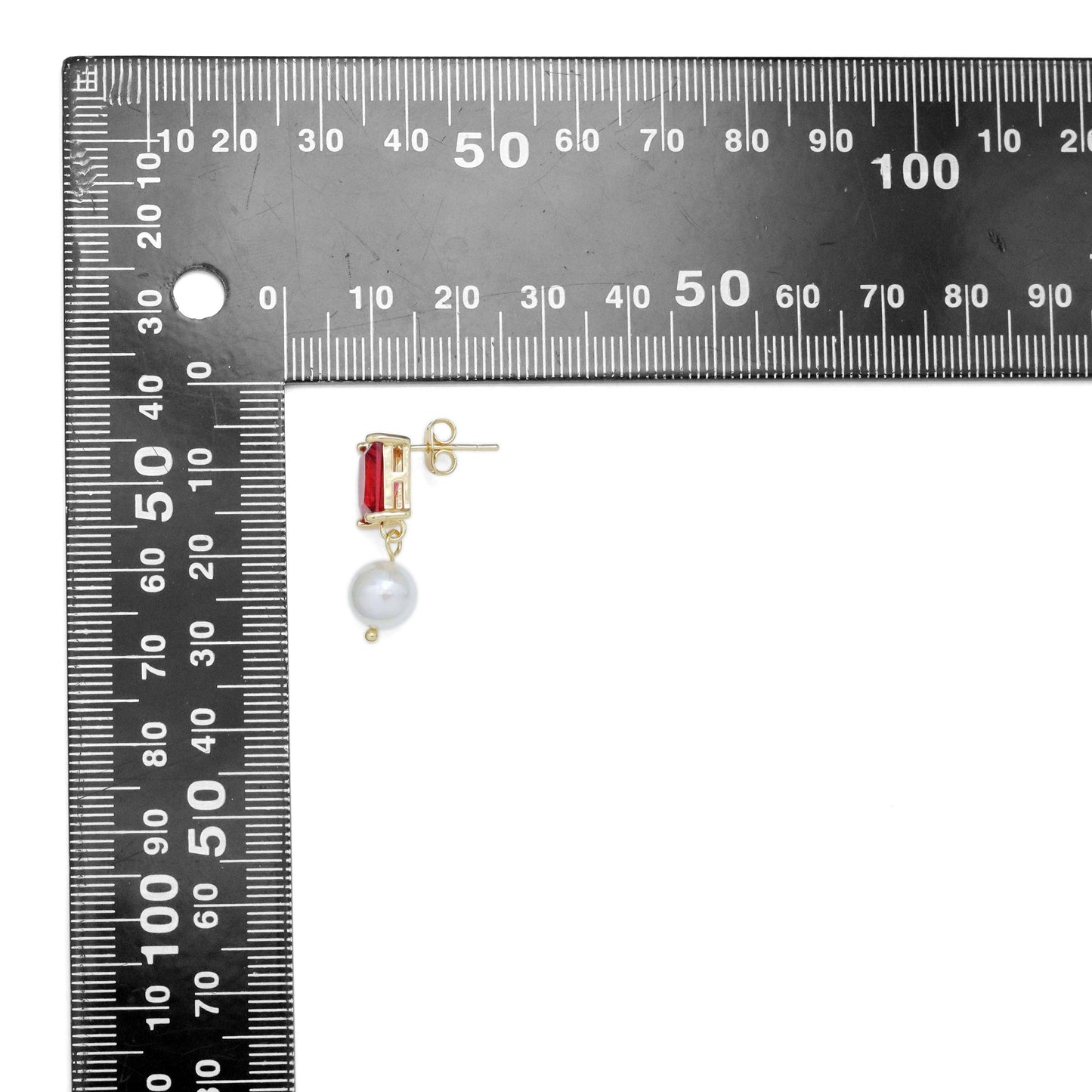 Rectangle Crystal Pearl Earrings, Sku#ZX209
