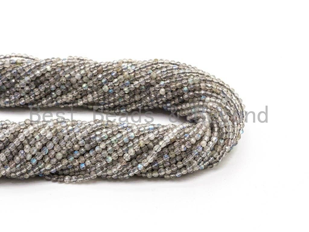 High Quality Natural Gray Labradorite Round Faceted beads, SKU#U72