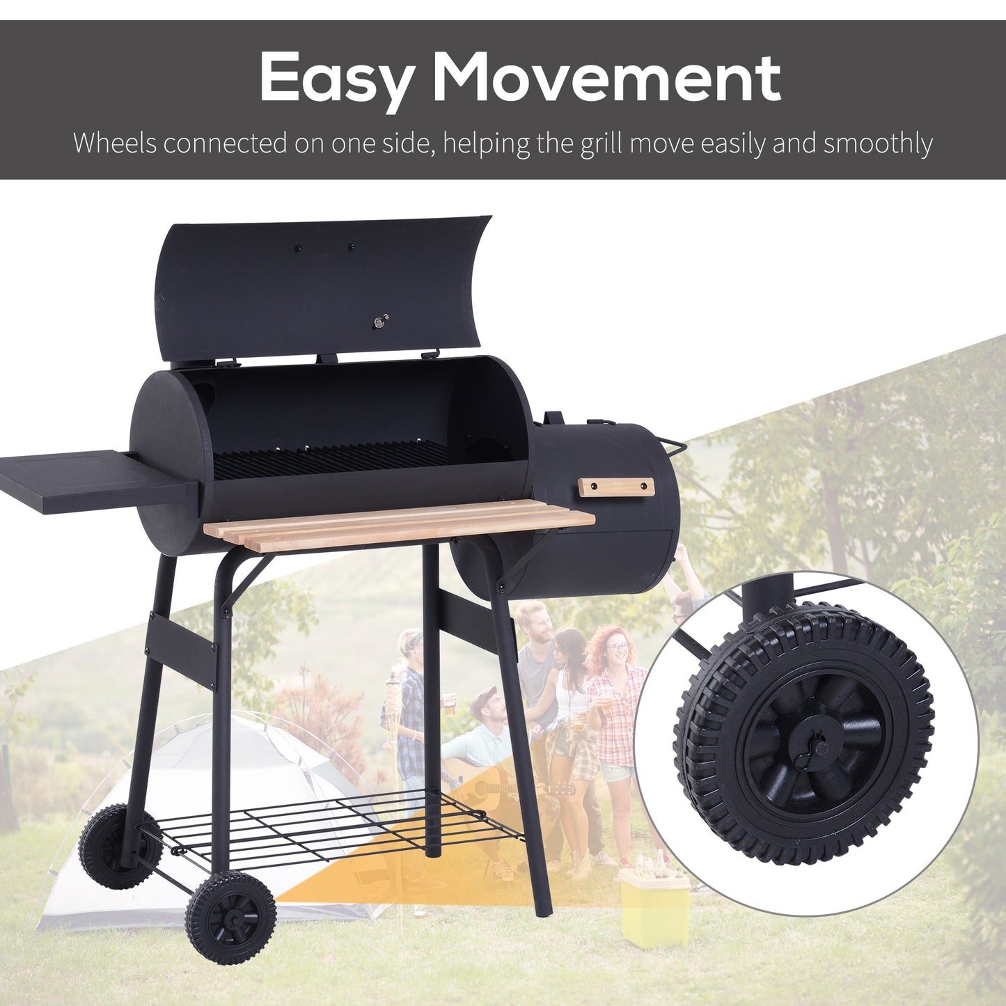 Outsunny 48" Steel Portable Backyard Grill