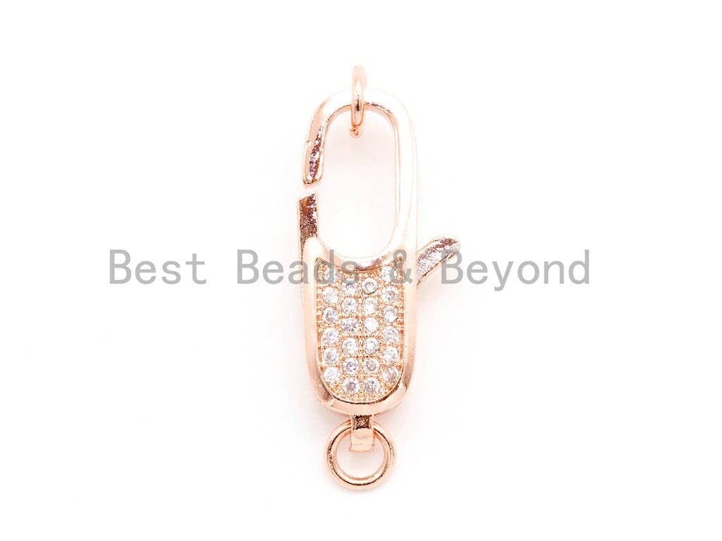 CZ Clear Micro Pave Lobster Claw Clasp, Cubic Zirconia Clasp/Clips/Connecto, sku#H45C