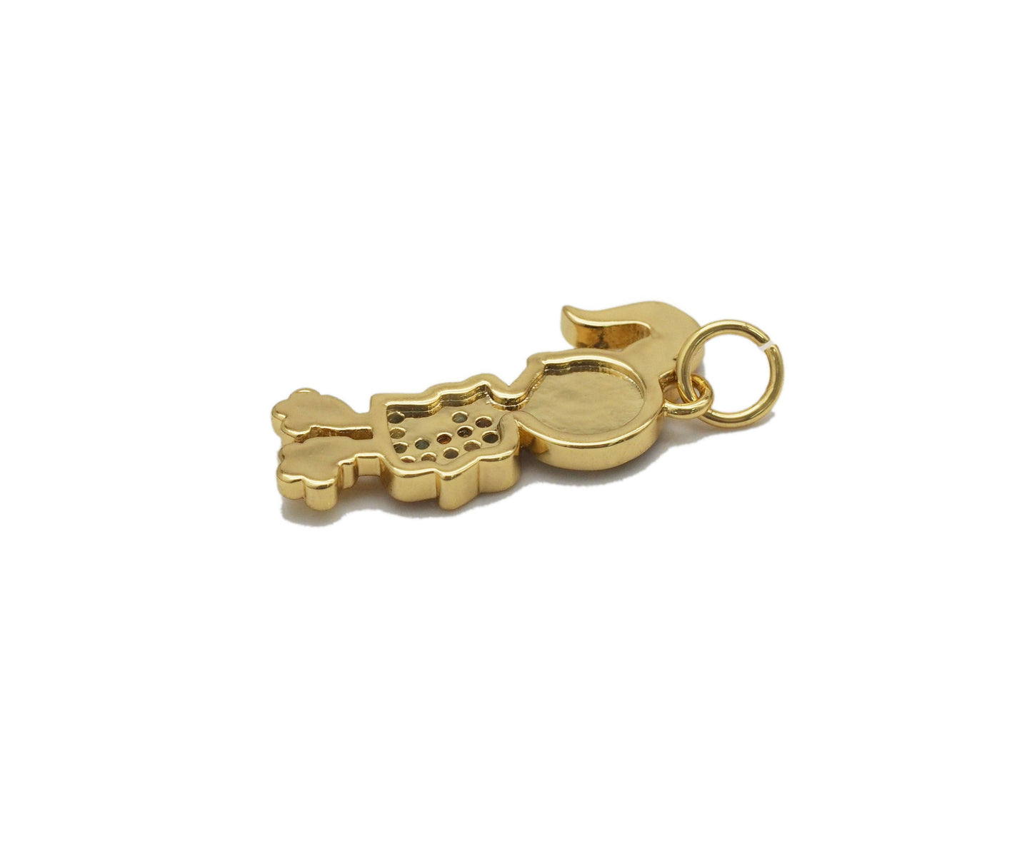 Gold Colorful CZ Enamel Girl Charm, Sku#Y737