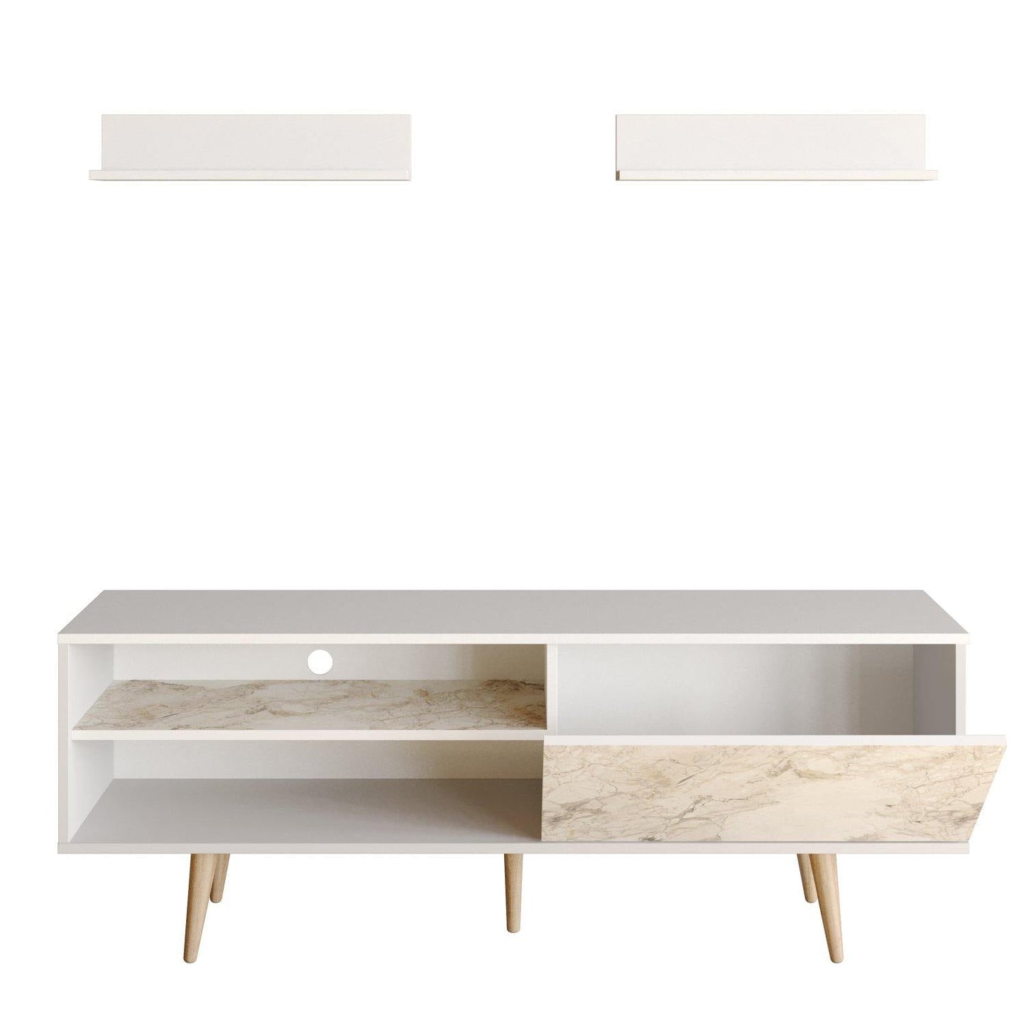 Pi 63" Wide TV Stand with Wall Shelves for TVs up to 72"