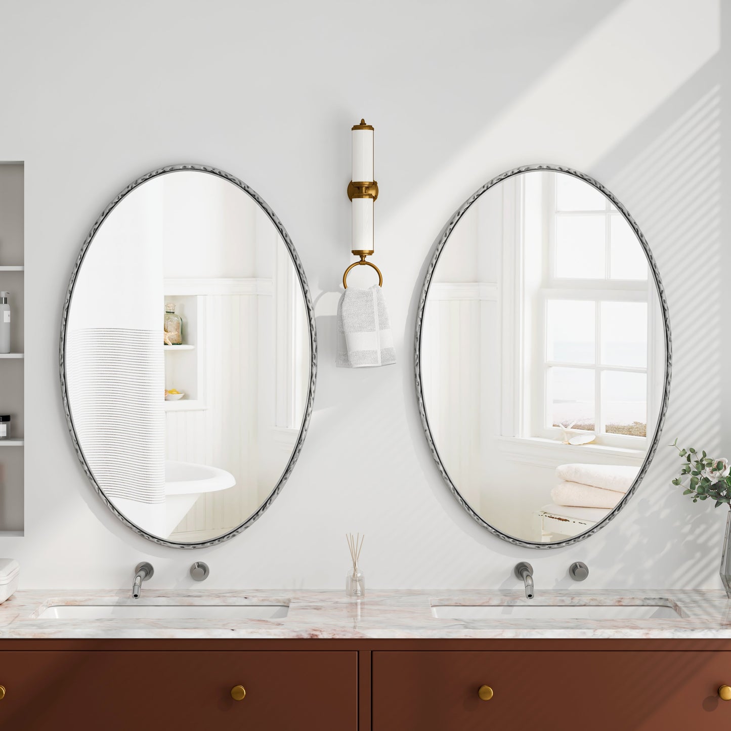 Iron Art Oval Retro Mirror - Antique Effect