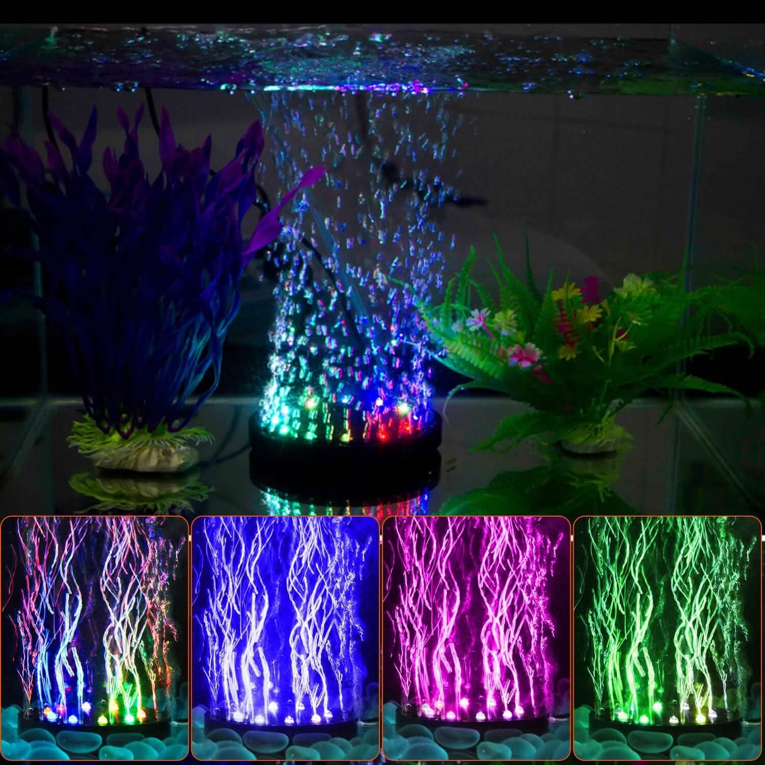 4インチ マルチカラーLED水槽用エアバブルランプ