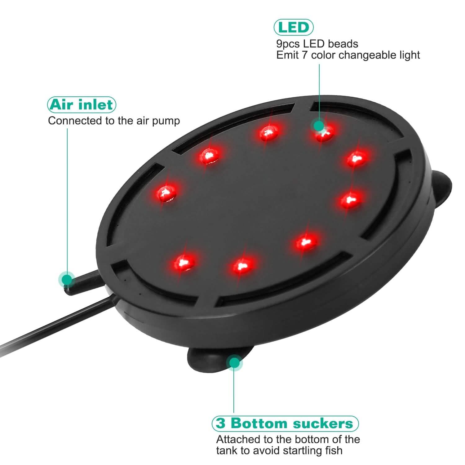 4インチ マルチカラーLED水槽用エアバブルランプ