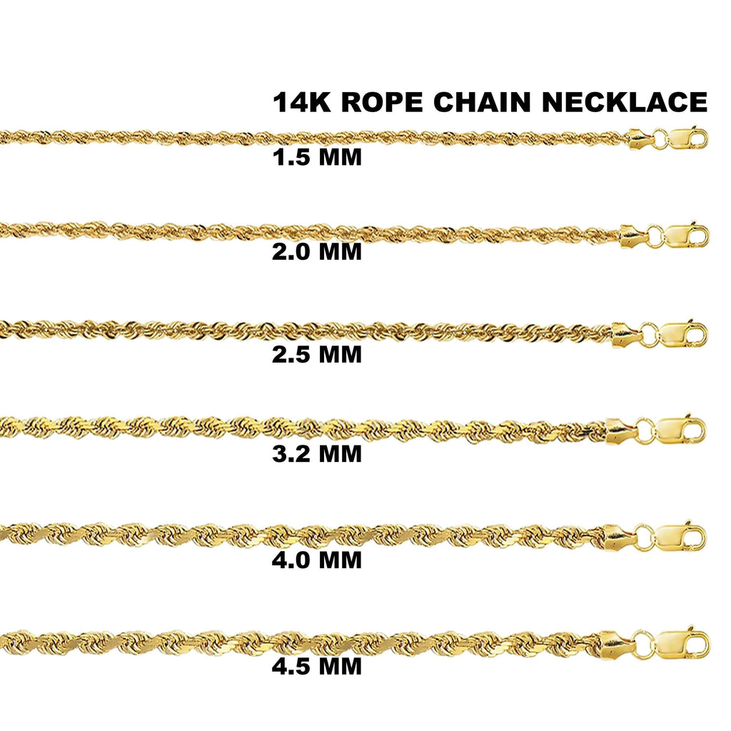 14K イエローゴールド ロープダイヤモンドカットチェーンネックレス