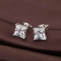 4MM Sterling Silver Princess Cut Crystal Studs