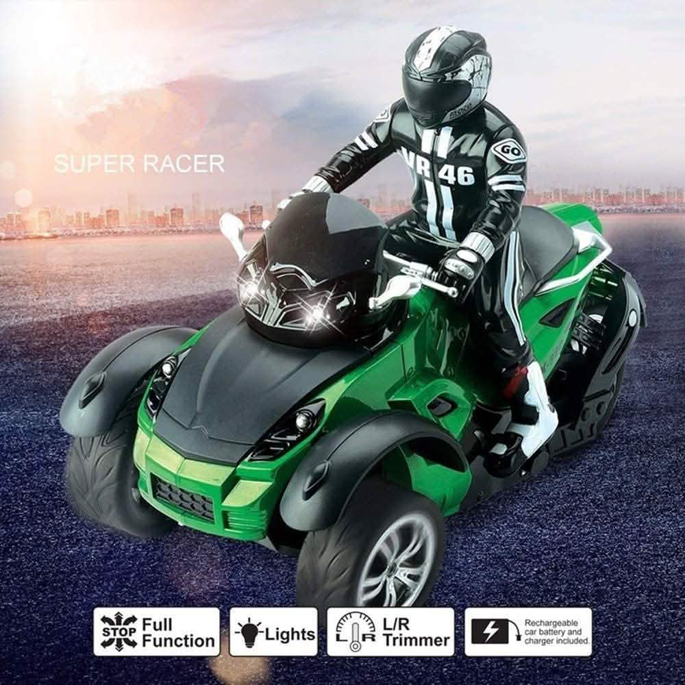 Moto RC cascadeuse de course à 3 roues, 4x4 tout-terrain