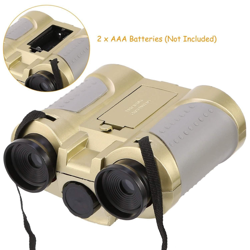 Jumelles de vision nocturne 4x30 pour enfants avec lampe LED escamotable