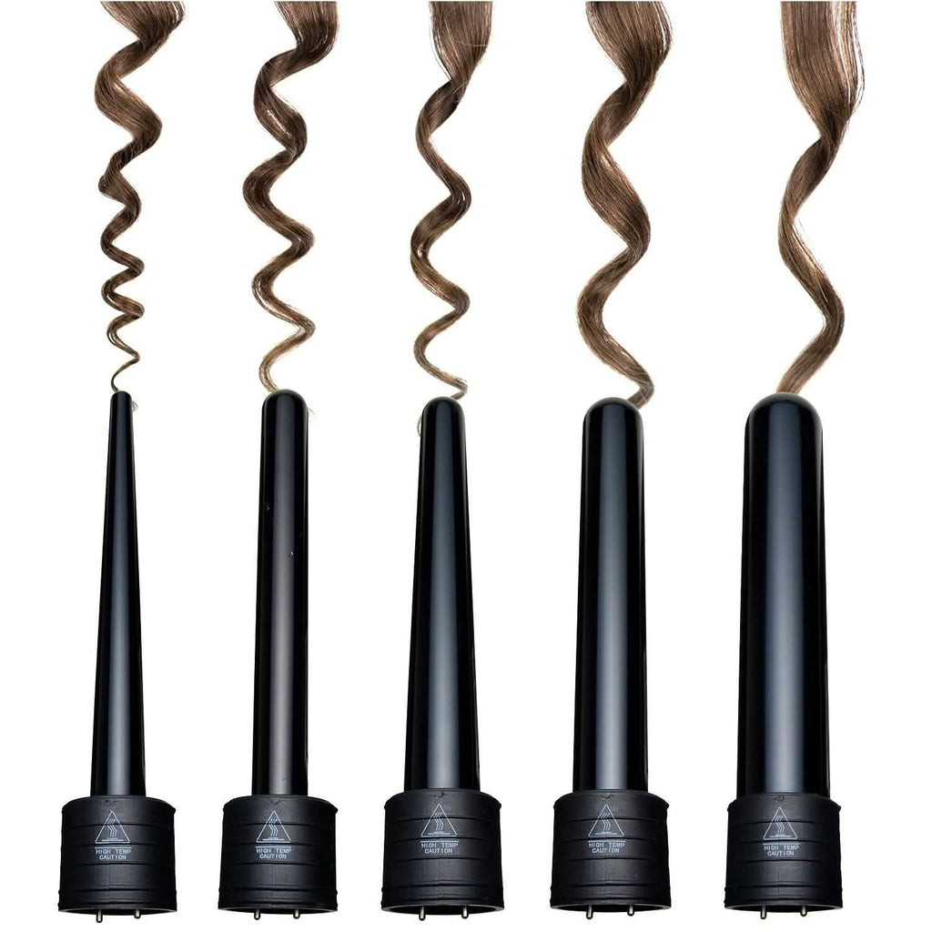 5-in-1 カーリングアイロンワンドセット 5種類交換可能バレル付きヘアカーラーセット