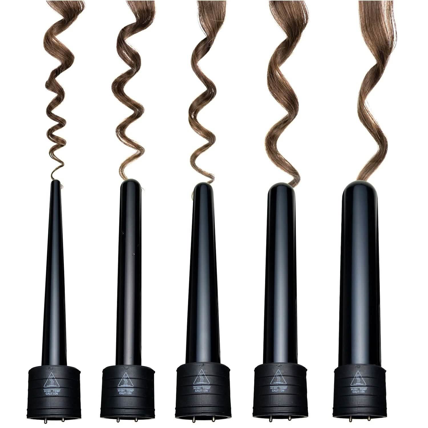 5-in-1 カーリングアイロンワンドセット 5種類交換可能バレル付きヘアカーラーセット