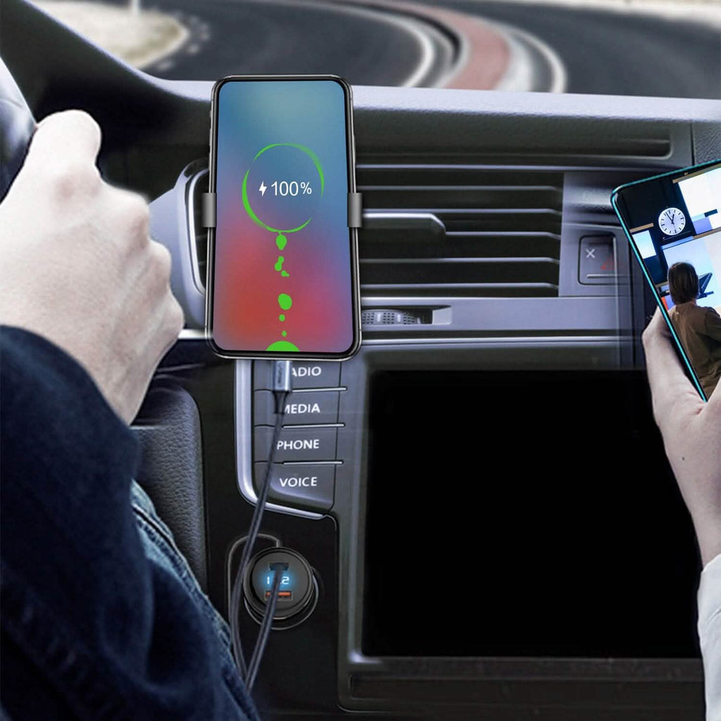 5-in-1 急速充電 車載充電器 QC PD USB Type-C LT 5ポート 4ft コイルケーブル付き