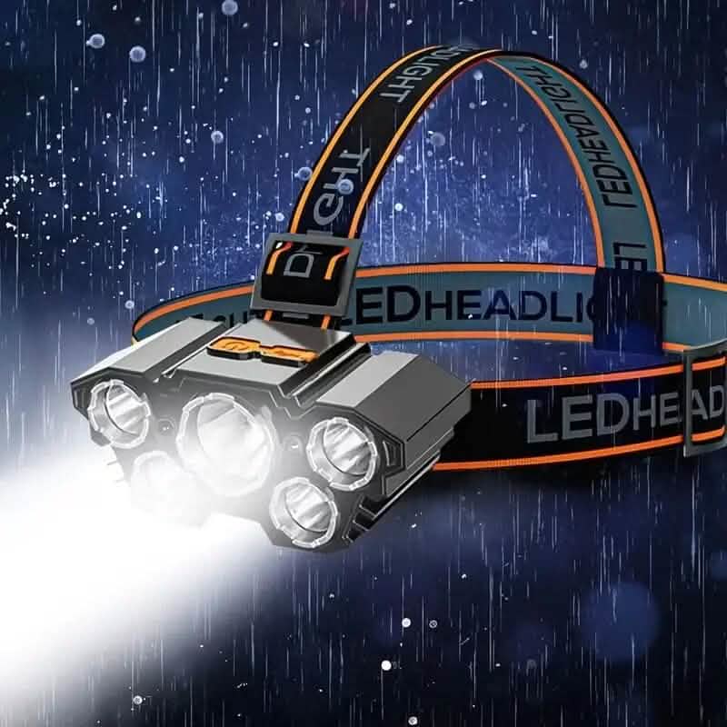 Lampe frontale à 5 LED, lumens élevés, super lumineuse, pour l'extérieur