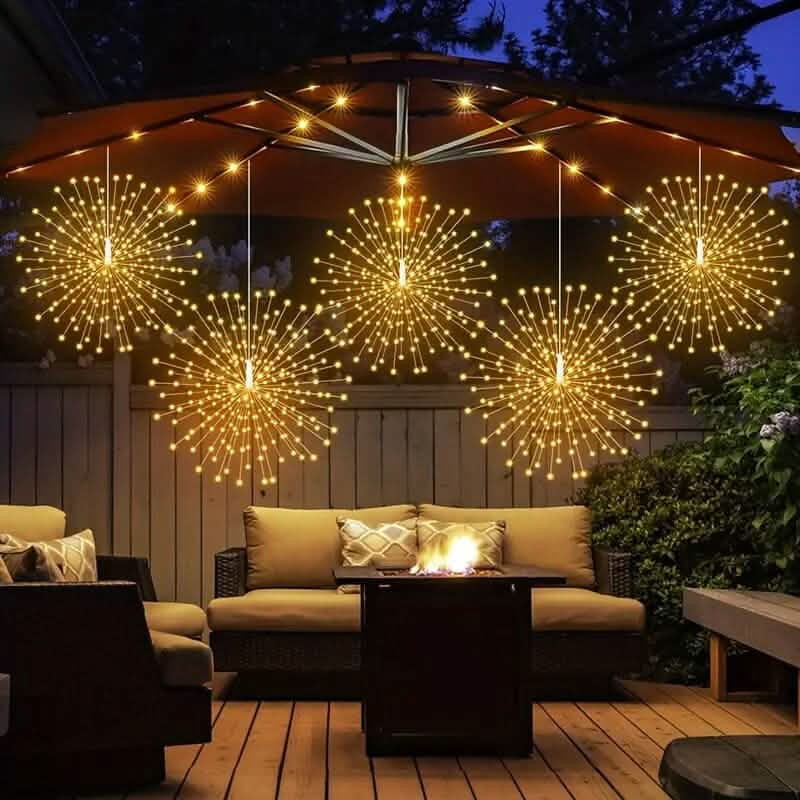 5パック：450灯LEDソーラースターバースト球体ライト