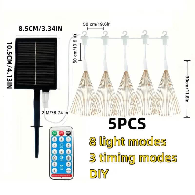 5パック：450灯LEDソーラースターバースト球体ライト