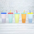 5-Pack: Colorful Drinking Cup with Lid and Straw