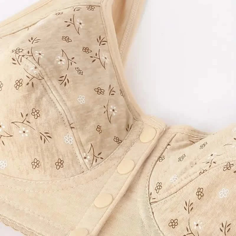 Lot de 5 : Soutien-gorge imprimé à boucle avant pour femme, grande taille, sans armature, pour femmes d'âge moyen et âgées