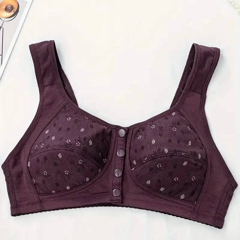 Lot de 5 : Soutien-gorge imprimé à boucle avant pour femme, grande taille, sans armature, pour femmes d'âge moyen et âgées