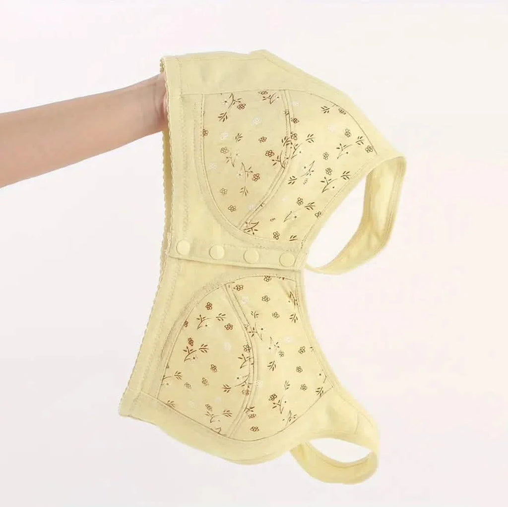 Lot de 5 : Soutien-gorge imprimé à boucle avant pour femme, grande taille, sans armature, pour femmes d'âge moyen et âgées