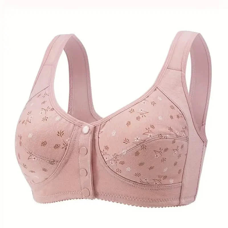 Lot de 5 : Soutien-gorge imprimé à boucle avant pour femme, grande taille, sans armature, pour femmes d'âge moyen et âgées