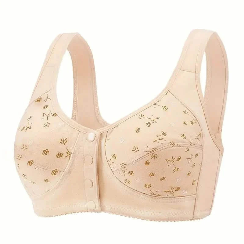 Lot de 5 : Soutien-gorge imprimé à boucle avant pour femme, grande taille, sans armature, pour femmes d'âge moyen et âgées