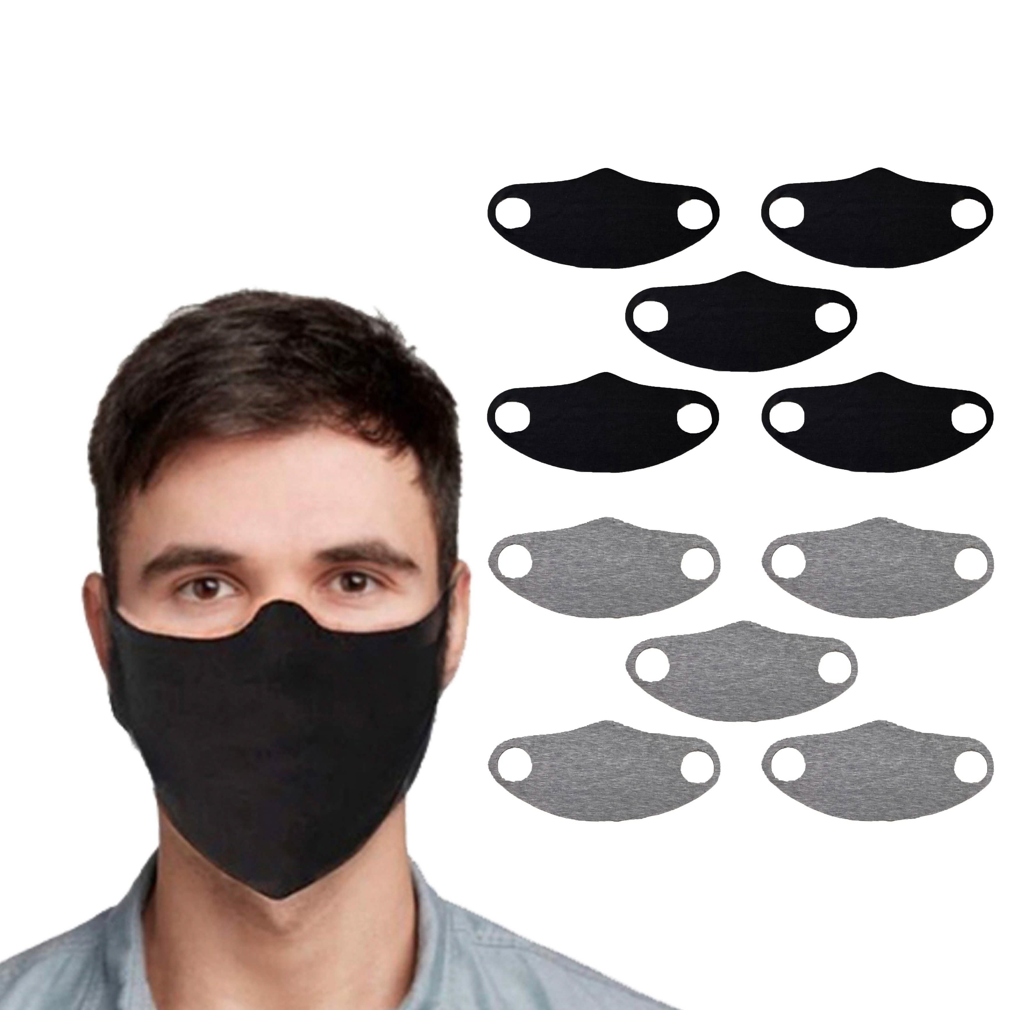 Lot de 5 : Masque facial sans couture en tissu extensible lavable et réutilisable pour hommes et femmes