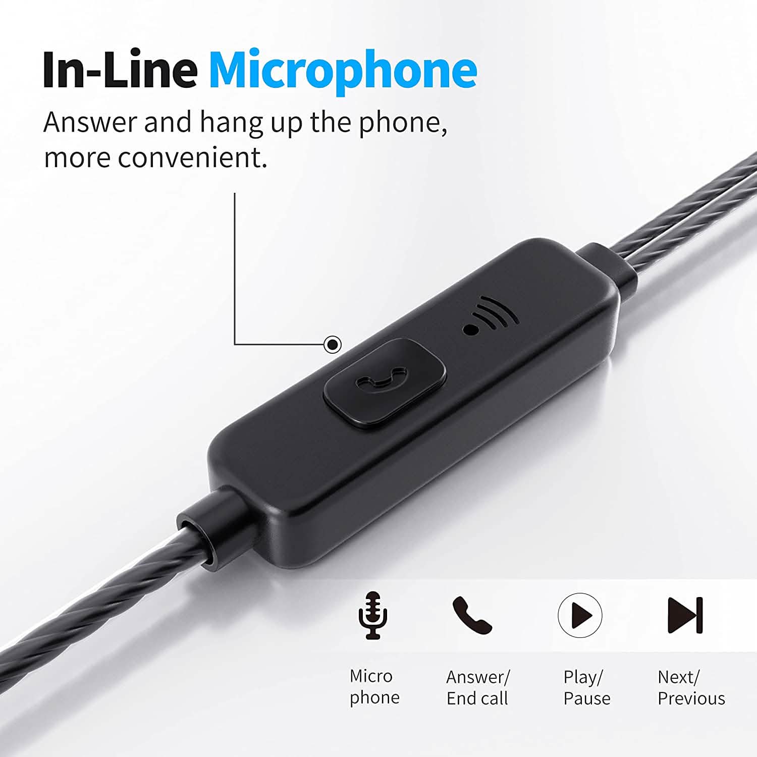 Paquet de 5 : Écouteurs filaires isolants intra-auriculaires avec microphone