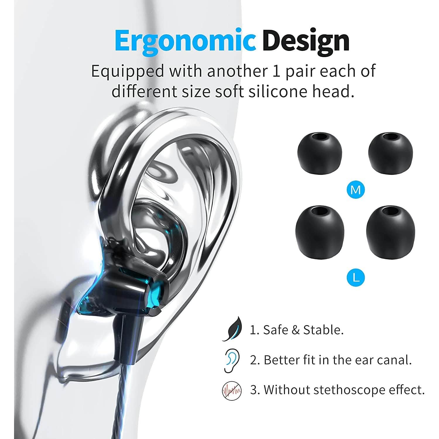Paquet de 5 : Écouteurs filaires isolants intra-auriculaires avec microphone