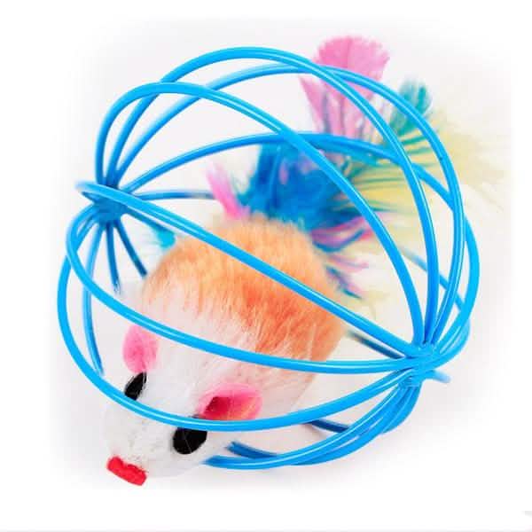 Lot de 5 : Cage avec balle et souris pour chaton