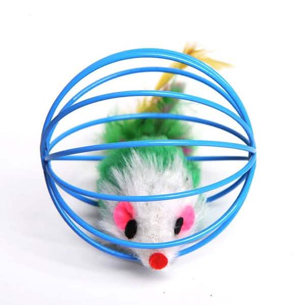 Lot de 5 : Cage avec balle et souris pour chaton