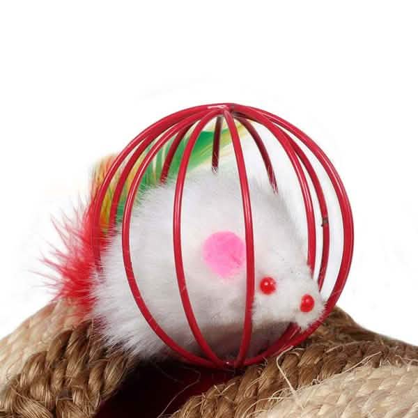 Lot de 5 : Cage avec balle et souris pour chaton