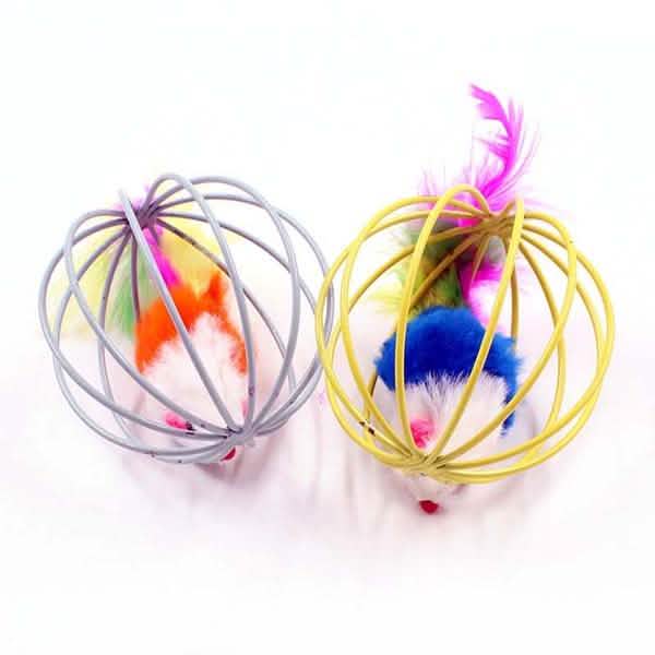 Lot de 5 : Cage avec balle et souris pour chaton