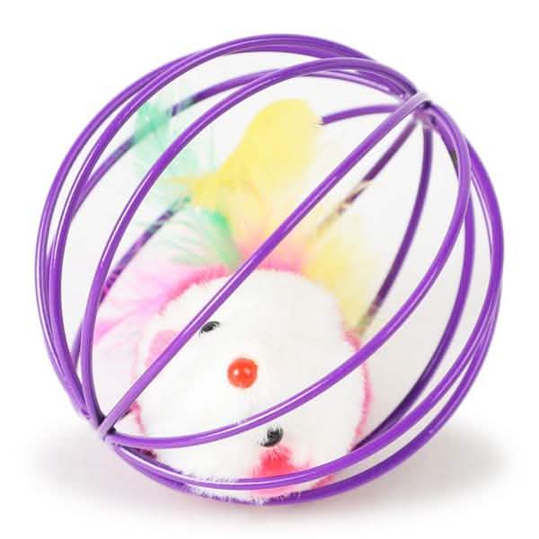 Lot de 5 : Cage avec balle et souris pour chaton