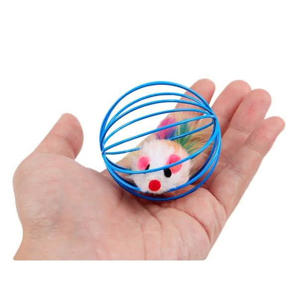 Lot de 5 : Cage avec balle et souris pour chaton