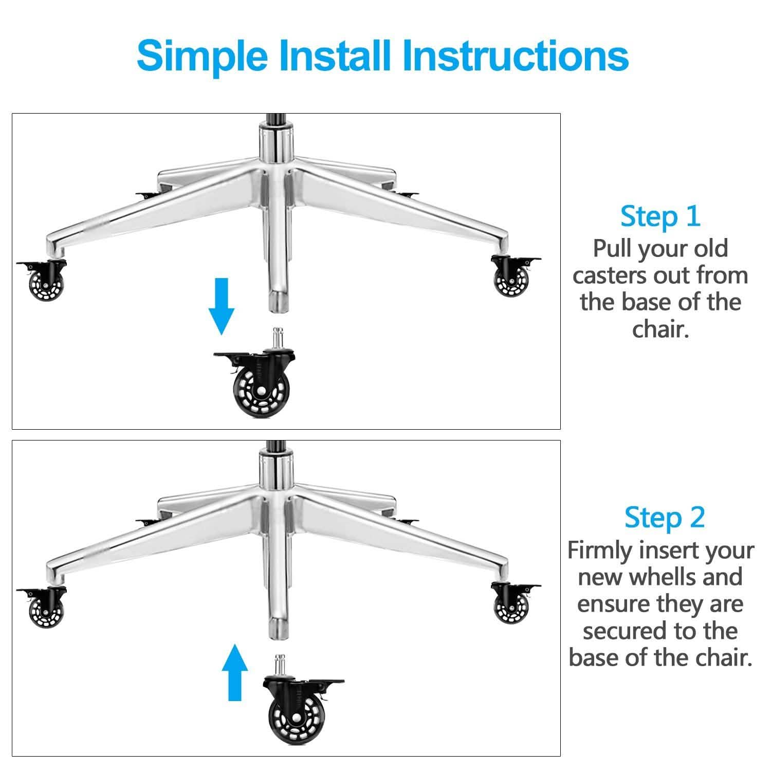 5-Pack: Replacement Office Chair Casters