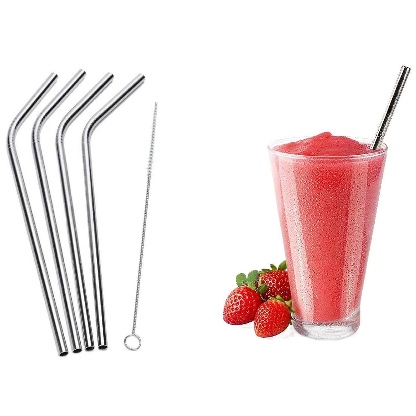 5-Pack: Stainless Steel Bend Or Straight Drinking Straws